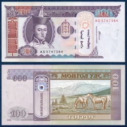 Mongolie Pick N°65, Billet de Banque de 100 Tugrik 1993-1994