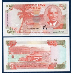 Malawi Pick N°24, Billet de banque de 5 kwacha 1990-1994