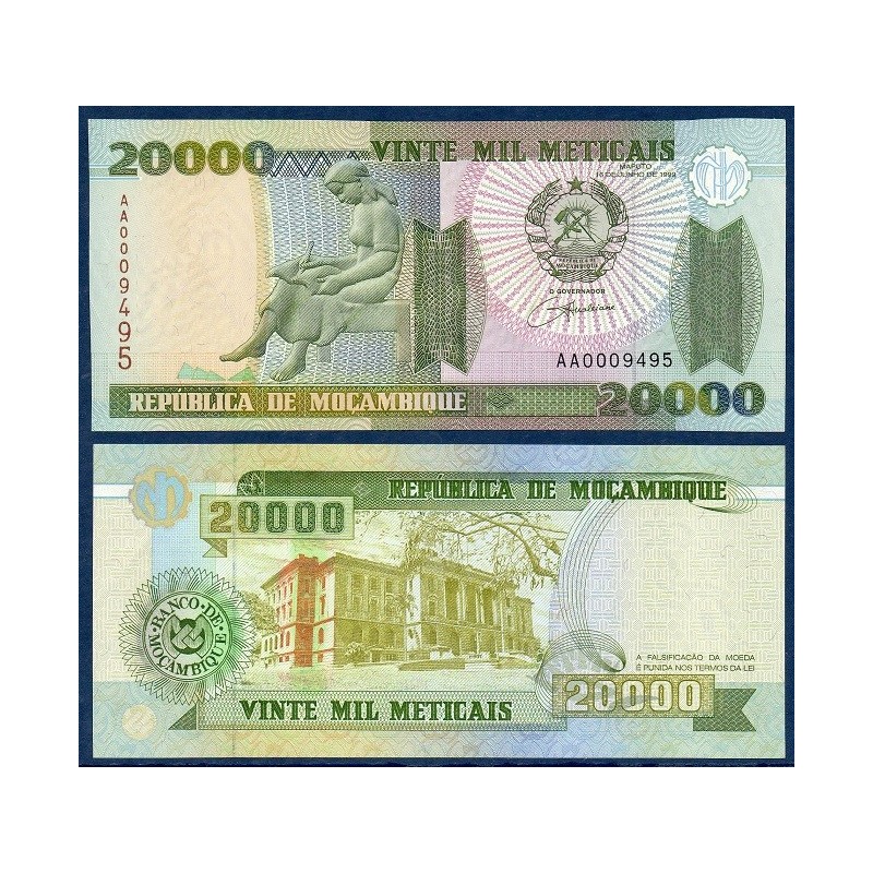 Mozambique Pick N°140, Billet de banque de 20000 meticais 1999