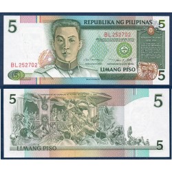 Philippines Pick N°180, Billet de banque de 5 Piso 1995