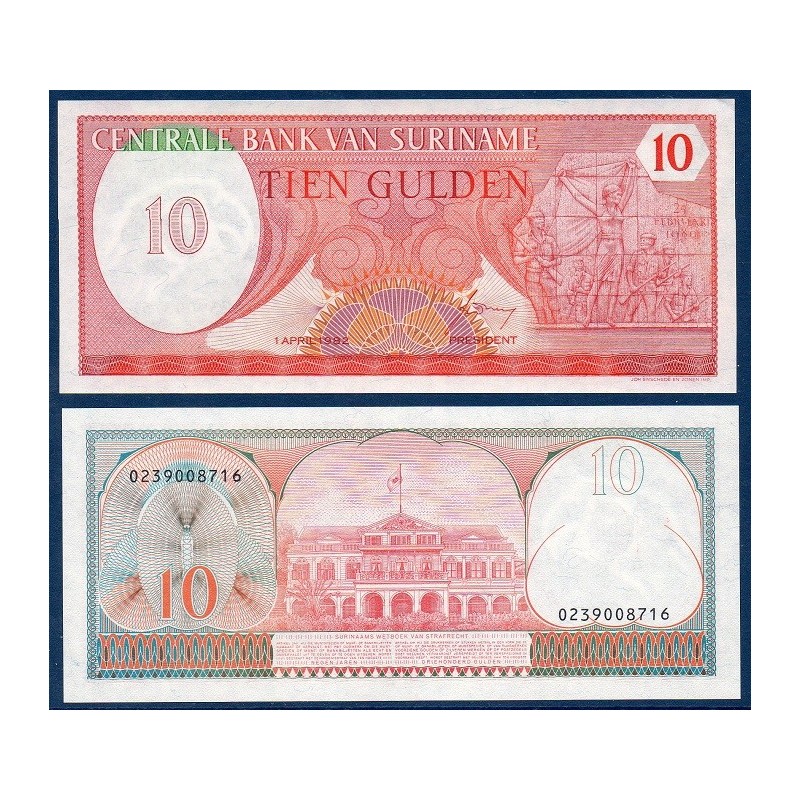 Suriname Pick N°126, Billet de banque de 10 Gulden 1982