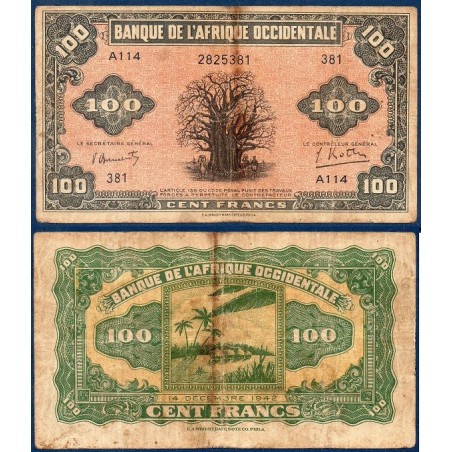 AOF Pick 31a, Billet de banque de 100 Francs CFA 1942