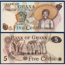 Ghana Pick N°15b, Billet de banque de 5 Cedis 1977-1978