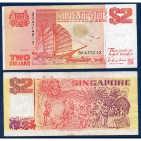 Singapour Pick N°27, Billet de banque de 2 Dollars 1990