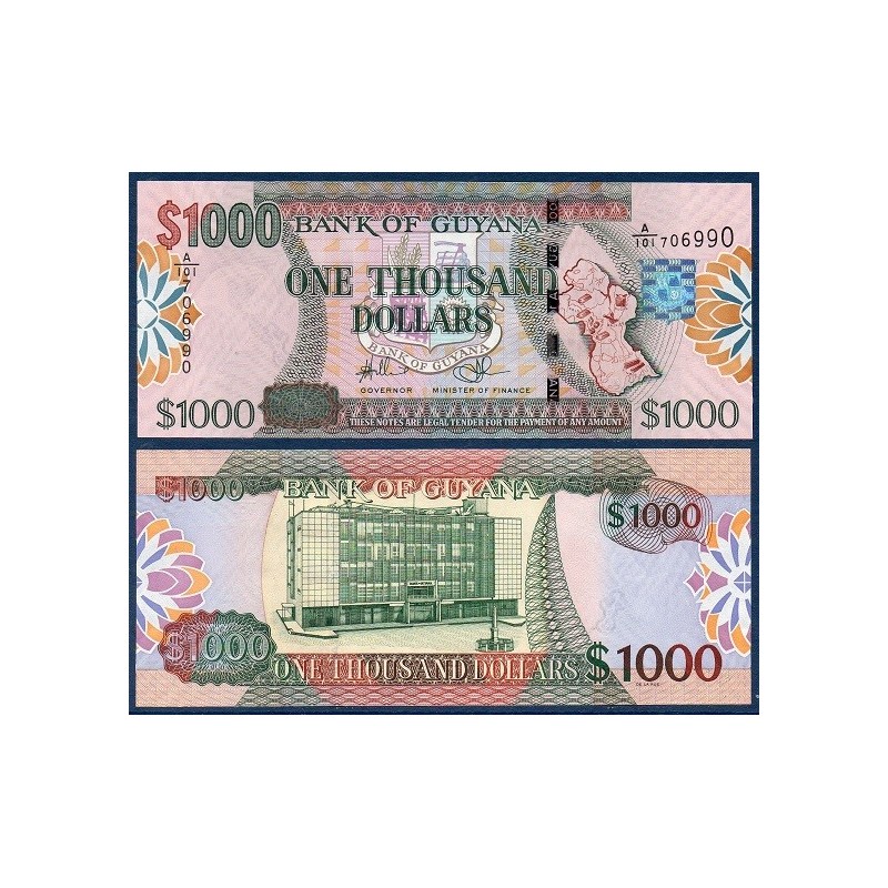 Guyana Pick N°38, Billet de banque de 1000 Dollars 2005-2009