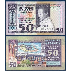 Madagascar P.62a, neuf Billet de 50 ariary 1974-1975