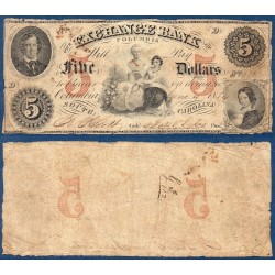 Etats Confédérés Caroline du sud exchange bank of colombia, Billet de banque de 5 Dollars