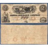 Etats Confédérés Michigan Adrian insurance Company, Billet de banque de 2 Dollars