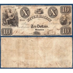 Etats Confédérés Michigan River Raisin Monroe, Billet de banque de 10 Dollars