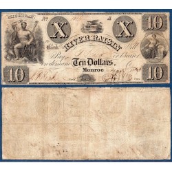 Etats Confédérés Michigan River Raisin Monroe, Billet de banque de 10 Dollars