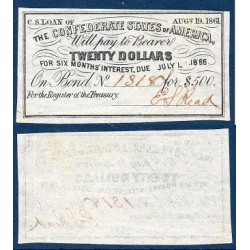 Etats Confédérés d'Amérique, Billet de banque de 20 Dollars