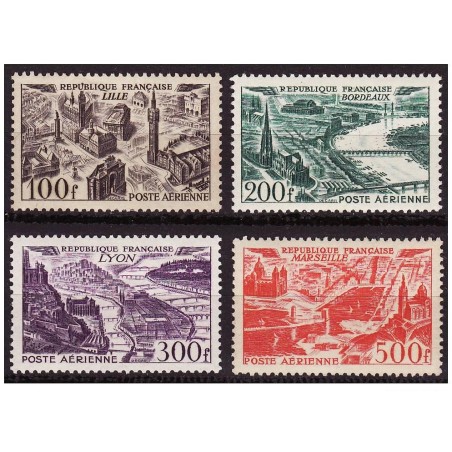 Timbres France Poste Aérienne Yvert 24-27 Vues stylisées de grandes villes  neufs**