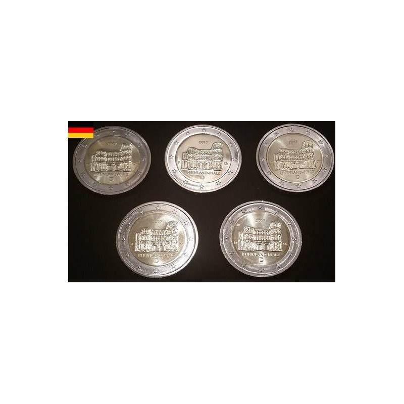 2 euros commémoratives Allemagne 2017 5 ateliers Rhénanie Palatine pièces de monnaie €