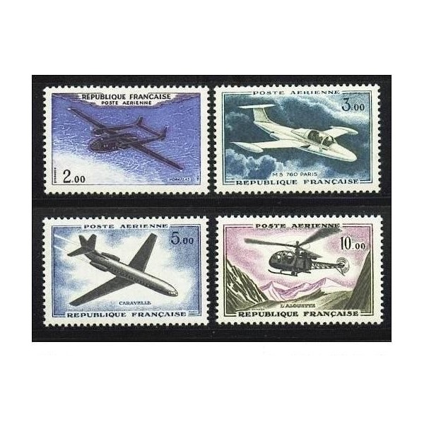Timbres France Poste Aérienne Yvert 38-41Série prototypes en nouveaux francs