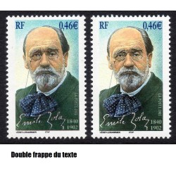 Timbre Yvert No 3524 variété double frappe  neuf ** Emile Zola