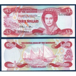 Bahamas Pick N°44, Billet de banque de 3 dollars 1984