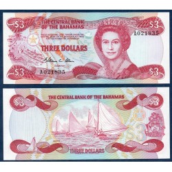 Bahamas Pick N°44a, Billet de banque de 3 dollars 1984