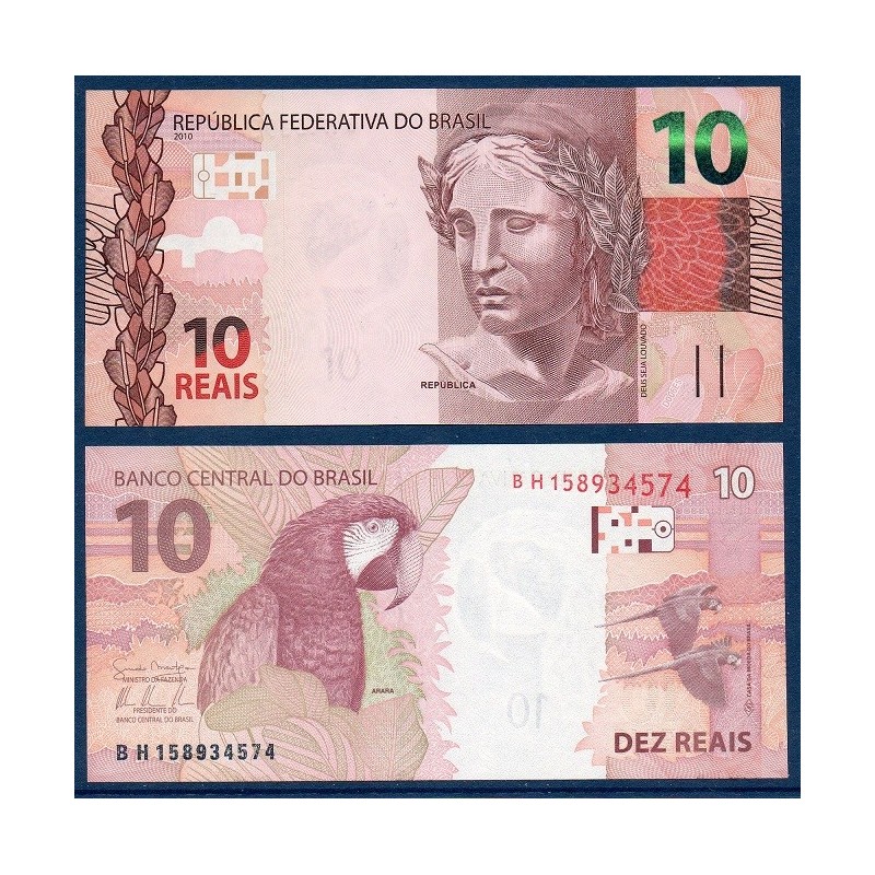 Bresil Pick N°254a, Billet de banque de 10 reais 2010