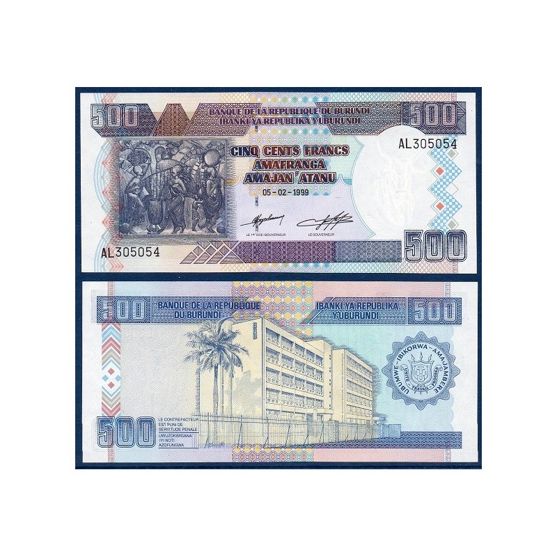 Burundi Pick N°38b, Billet de banque de 500 Francs 1999