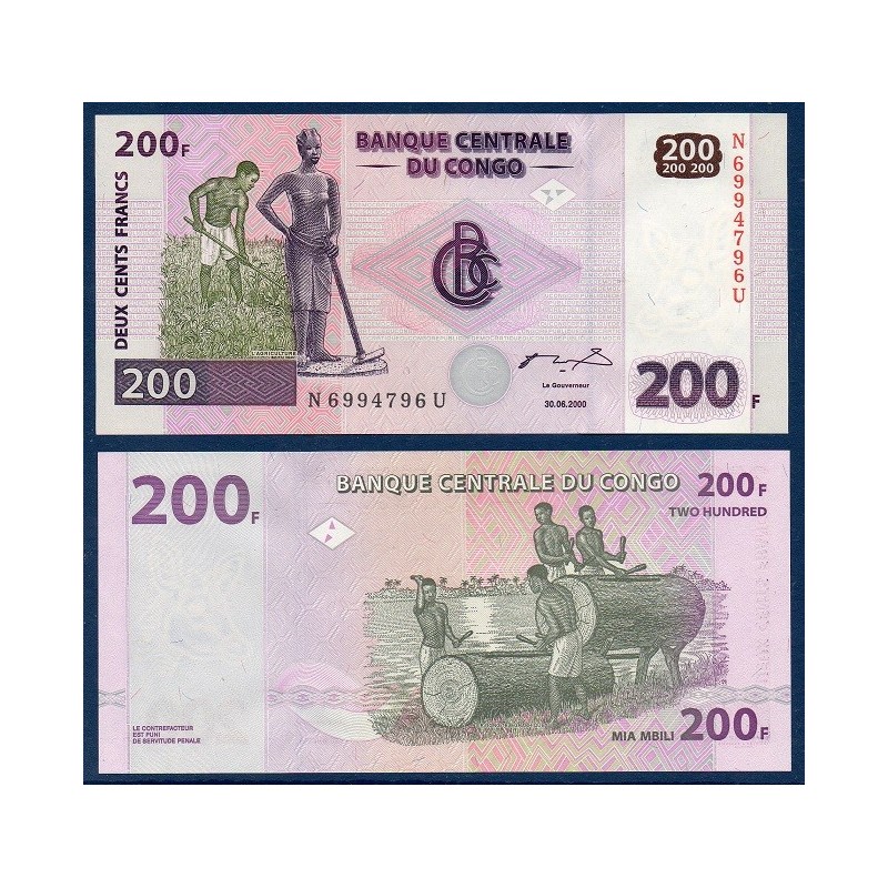 Congo Pick N°95a, Billet de banque de 200 Francs 2000