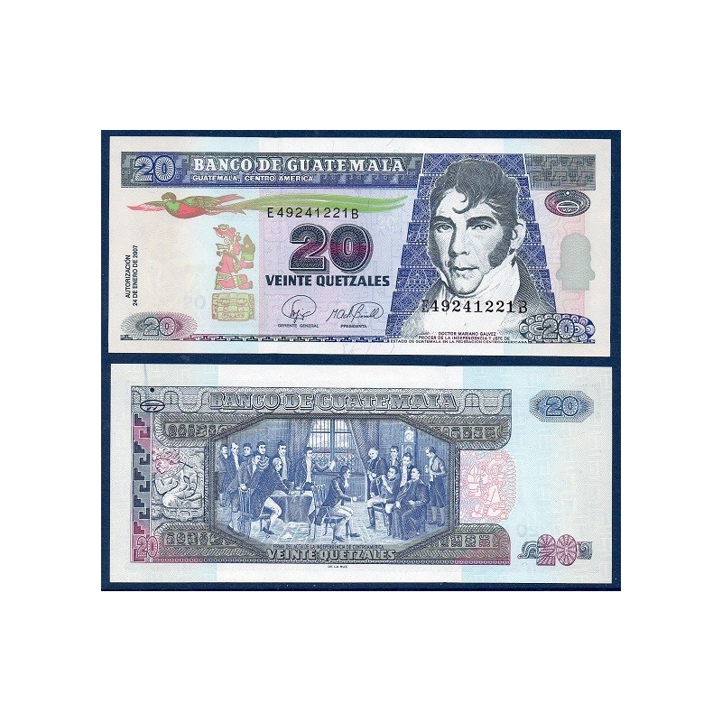 Guatemala Pick N°112b, Billet de banque de 20 Quetzales 2007