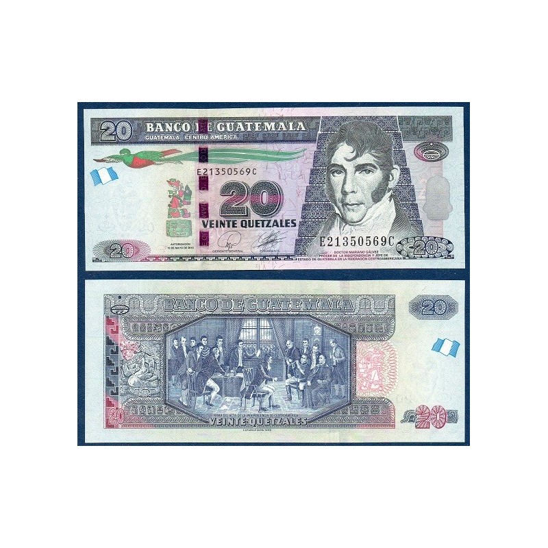 Guatemala Pick N°124a, Billet de banque de 20 Quetzales 2010