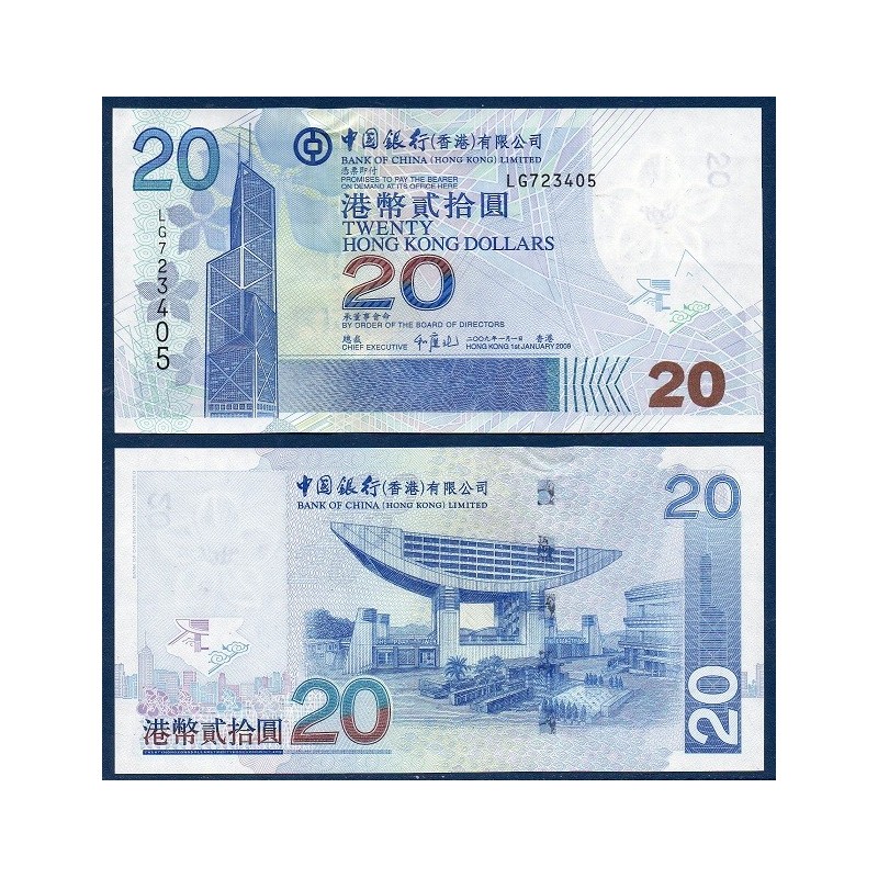 Hong Kong Pick N°335f, Billet de banque de 20 dollars 2009