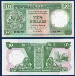 Hong Kong Pick N°191c, Billet de banque de 10 dollars 1989-1992