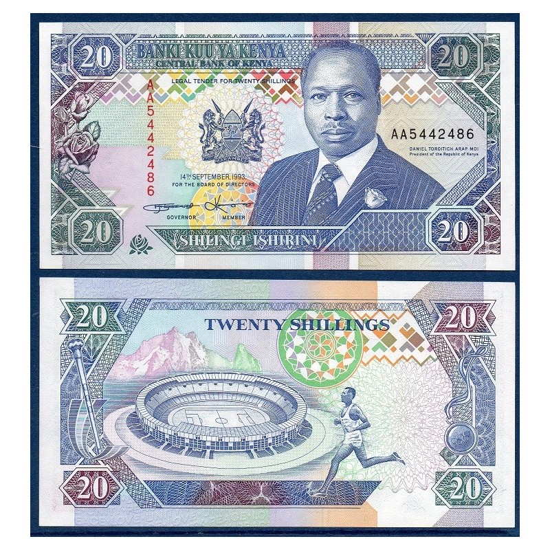 Kenya Pick N°31a, Billet de banque de 20 Shillings  1993