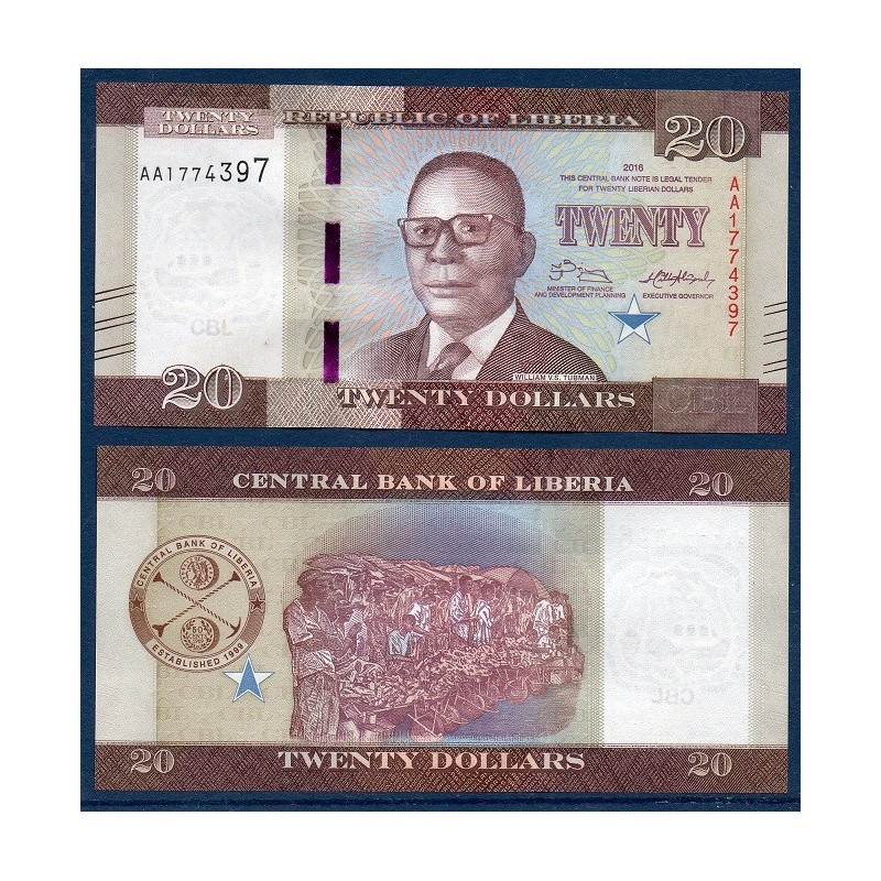 Liberia Pick N°33a, Billet de banque de 20 Dollars 2016