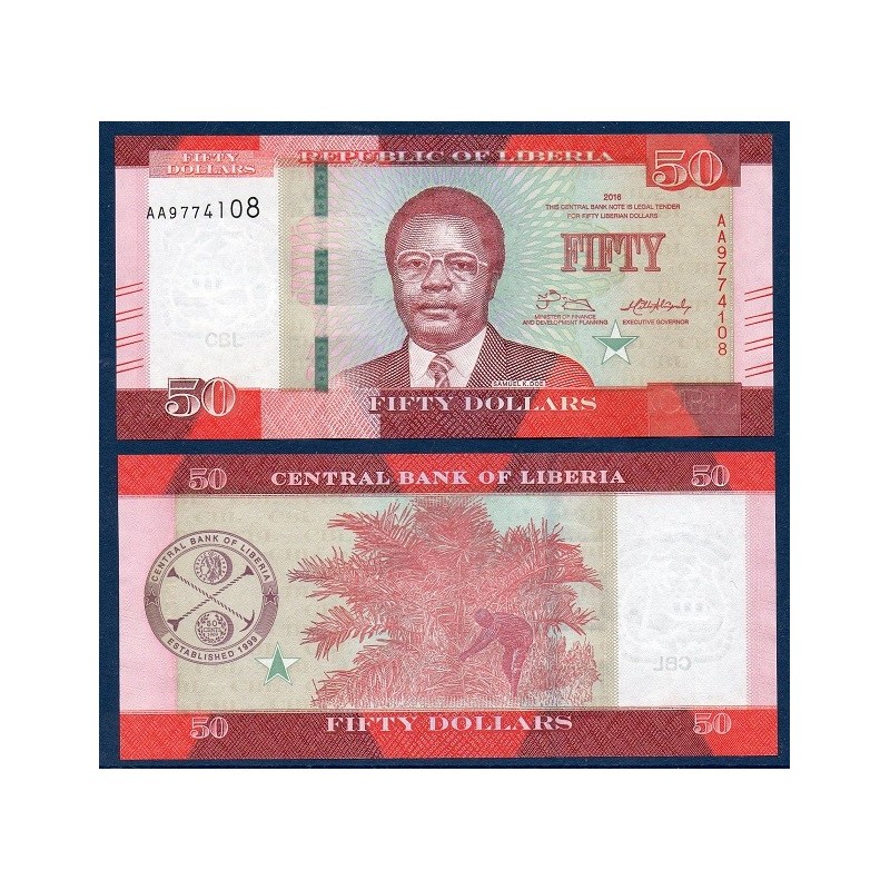 Liberia Pick N°34a, Billet de banque de 50 Dollars 2016