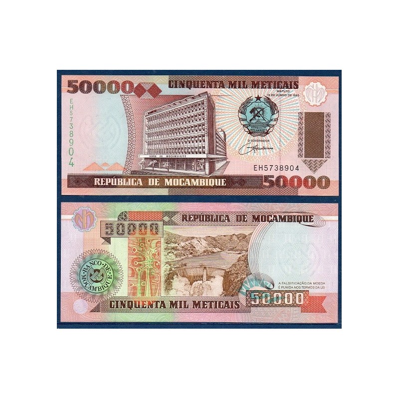 Mozambique Pick N°138, Billet de banque de 50000 meticais 1993