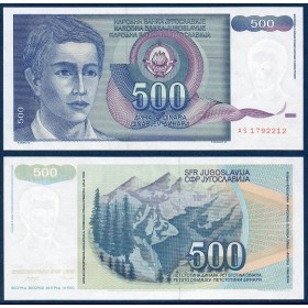 Yougoslavie P.106, Billet de 500 Dinara 1990 Montagnes