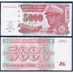 Zaire Pick N°69, Billet de banque de 5000 Zaires 1995