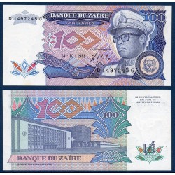 Zaire Pick N°33a, Billet de banque de 100 Zaires 1988