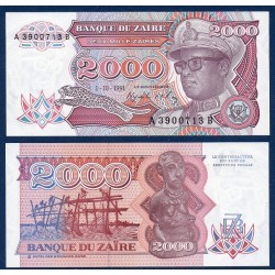 Zaire Pick N°36, Billet de banque de 2000 Zaires 1991