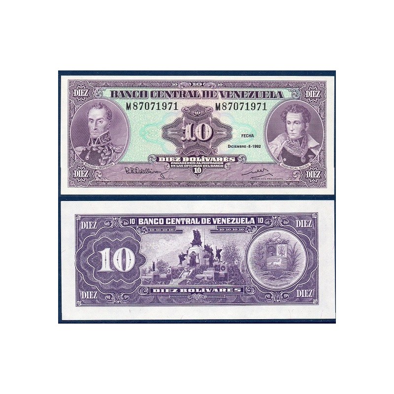 Venezuela Pick N°61c, Billet de banque de 10 Bolivares 1992