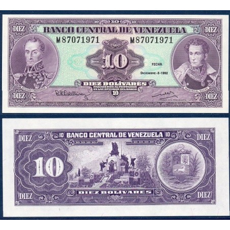 Venezuela Pick N°61c, Billet de banque de 10 Bolivares 1992