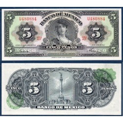 Mexique Pick N°60h, Billet de banque de Banque de 5 pesos 1963
