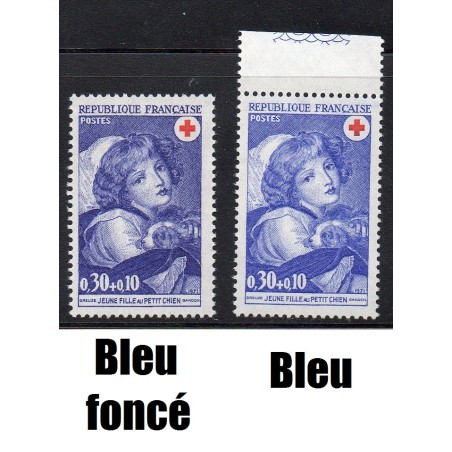 Timbre Yvert No 1700 bleu trés boncé au lieu de normal neuf luxe** Croix rouge