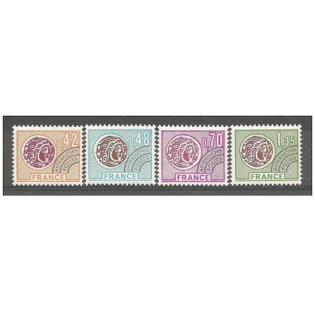 Timbres France Préoblitérés Yvert 134-137 Série complète monnaies Gauloises