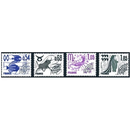 Timbres France Préoblitérés Yvert 146-149 Série complète signes du Zodiaque