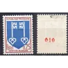 Timbre France Yvert No 1469a variété  numéro rouge de roulette Mont de marsan