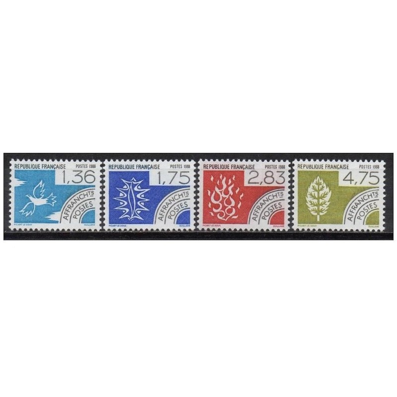 Timbres France Préoblitérés Yvert 198-201 Les quatre éléments