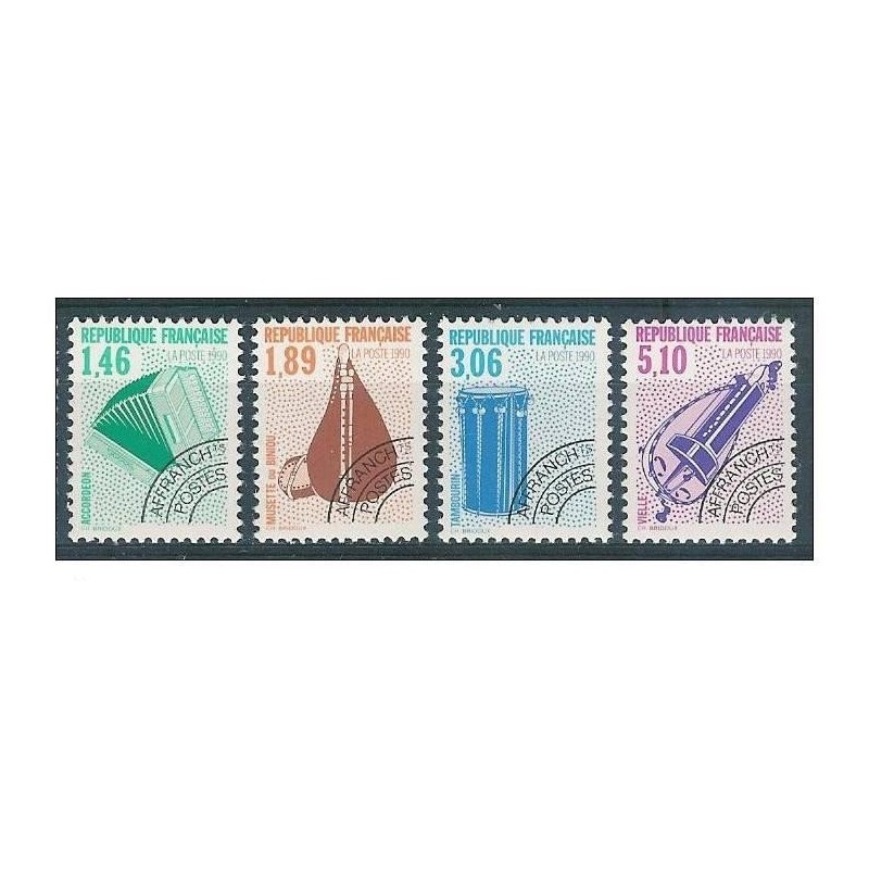 Timbres France Préoblitérés Yvert 206-209 Instruments de lusique série 2