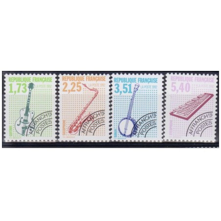 Timbres France Préoblitérés Yvert 224-227 Instruments de musique série 5