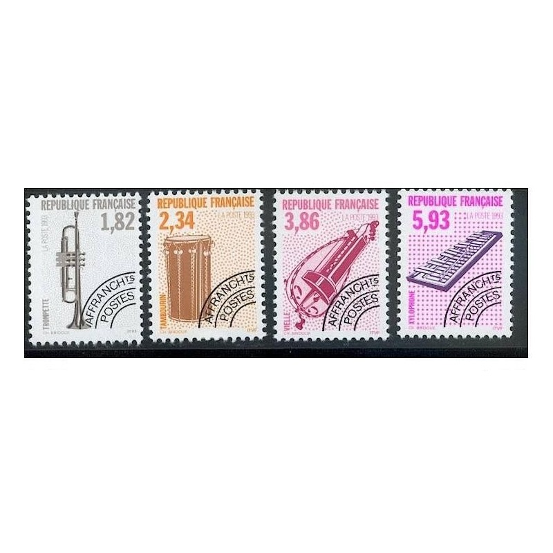 Timbres France Préoblitérés Yvert 228-231 Instruments de musique série 6