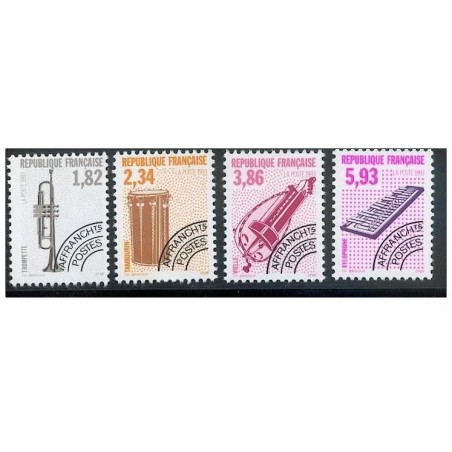 Timbres France Préoblitérés Yvert 228-231 Instruments de musique série 6