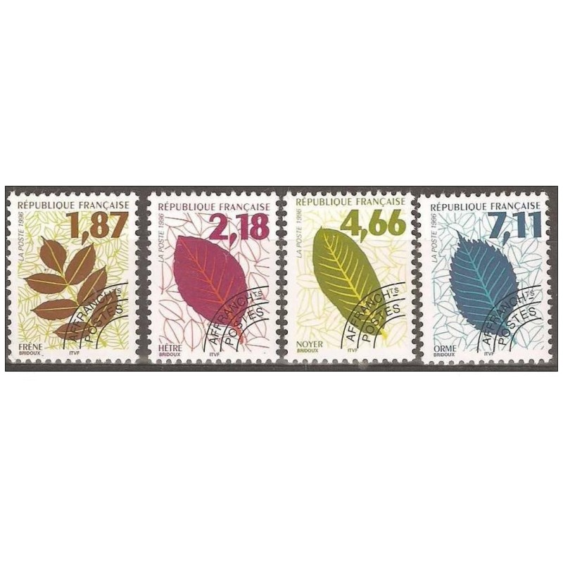 Timbres France Préoblitérés Yvert 236-239 Série Feuilles d'arbres 2