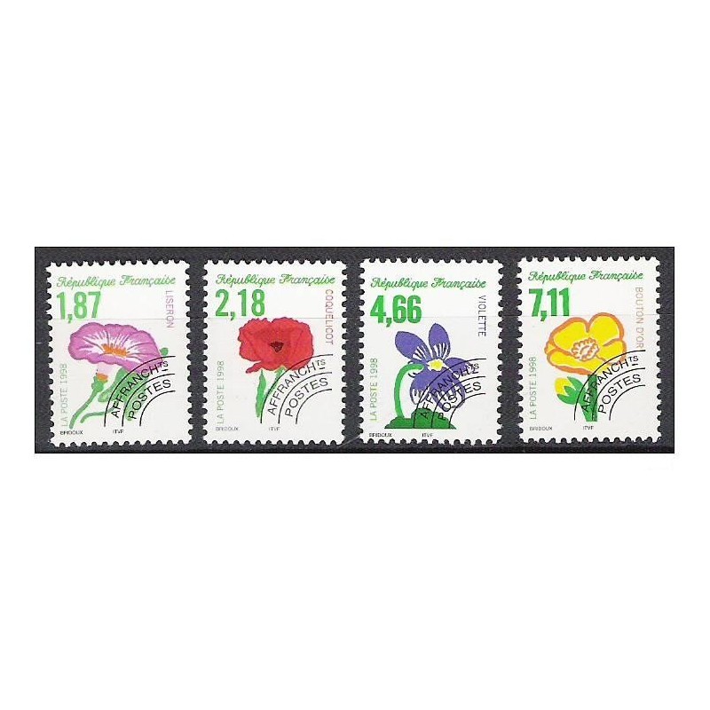 Timbres France Préoblitérés Yvert 240-243 Fleurs sauvages